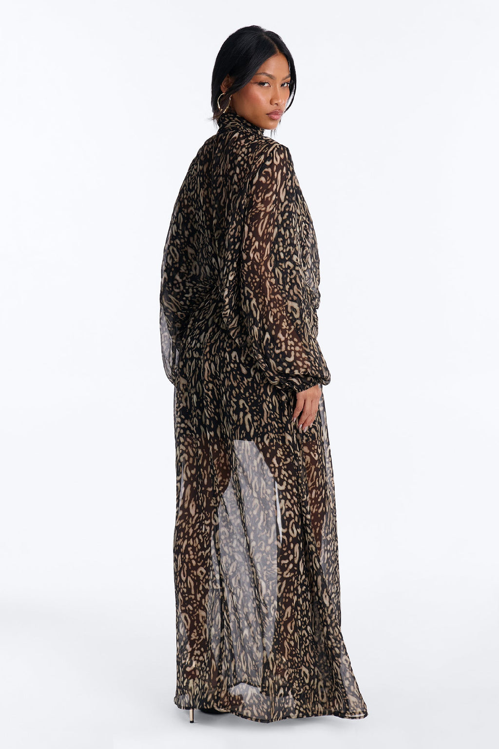 Leave An Impression Chiffon Maxi Dress - Black/combo