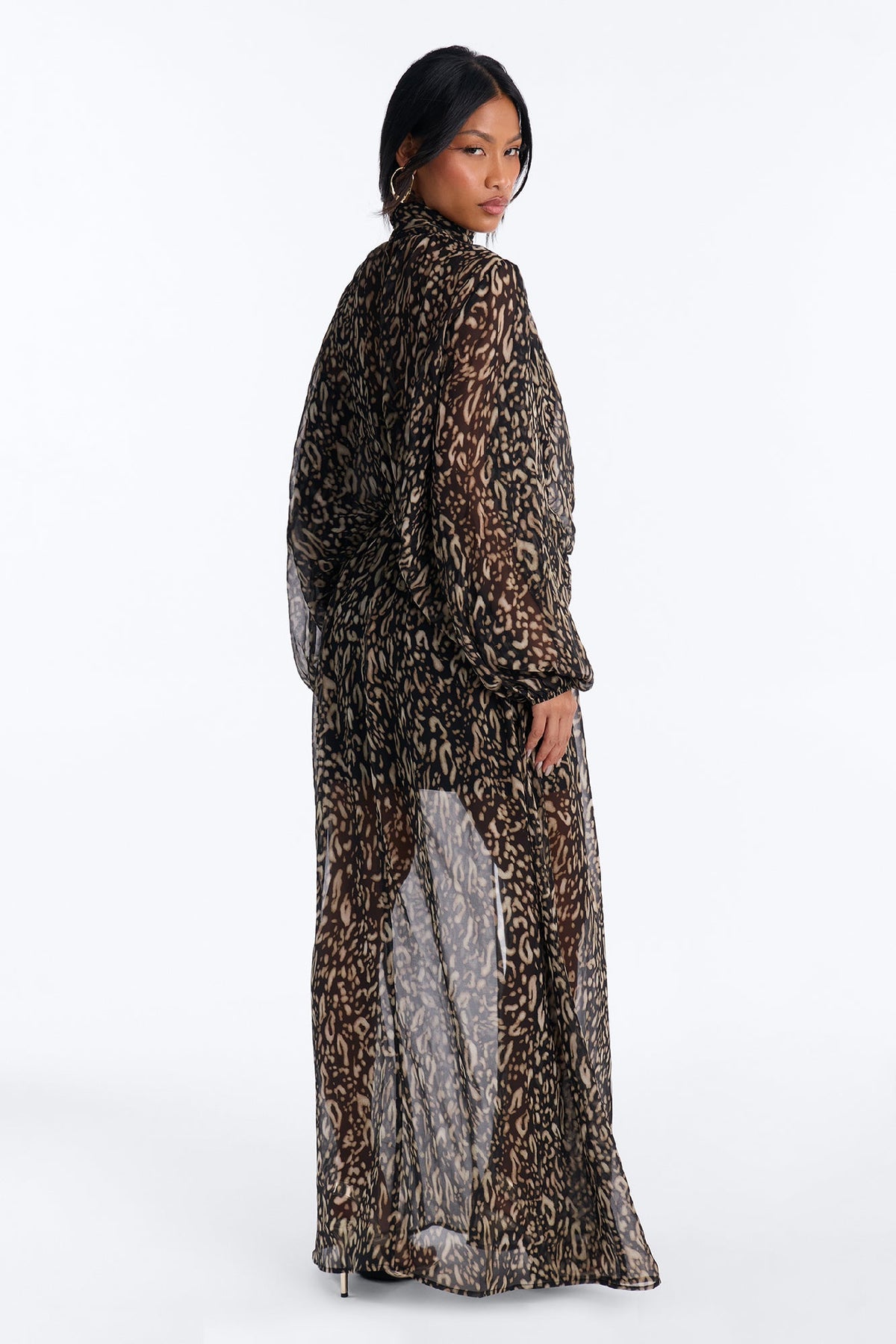Leave An Impression Chiffon Maxi Dress - Black/combo