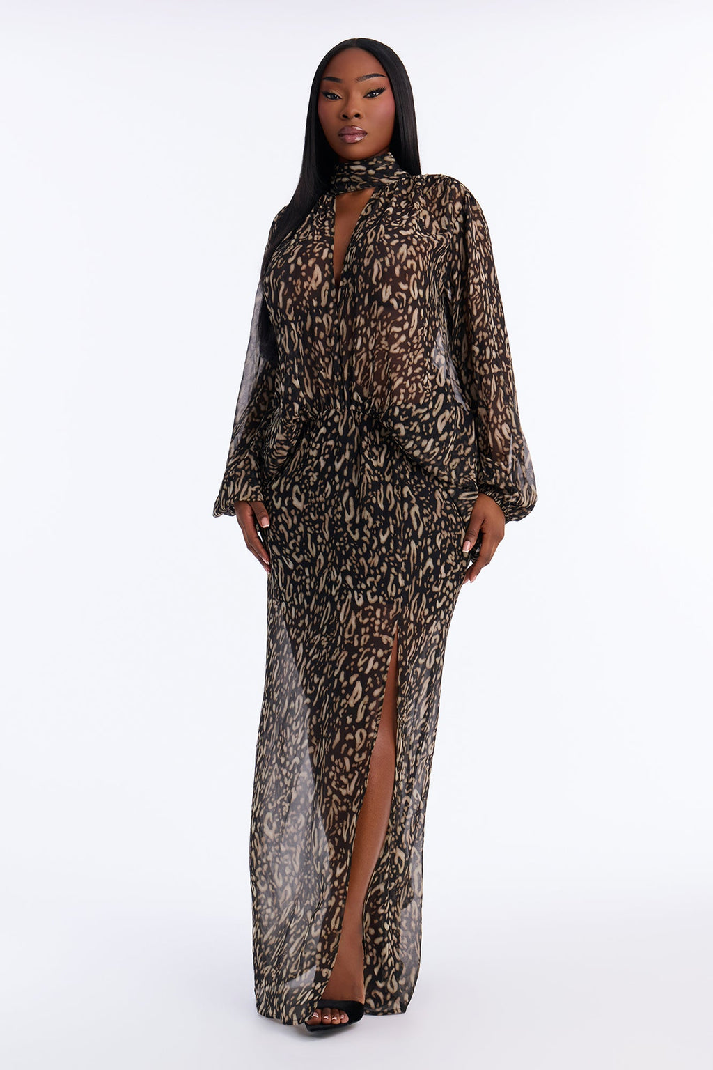 Leave An Impression Chiffon Maxi Dress - Black/combo