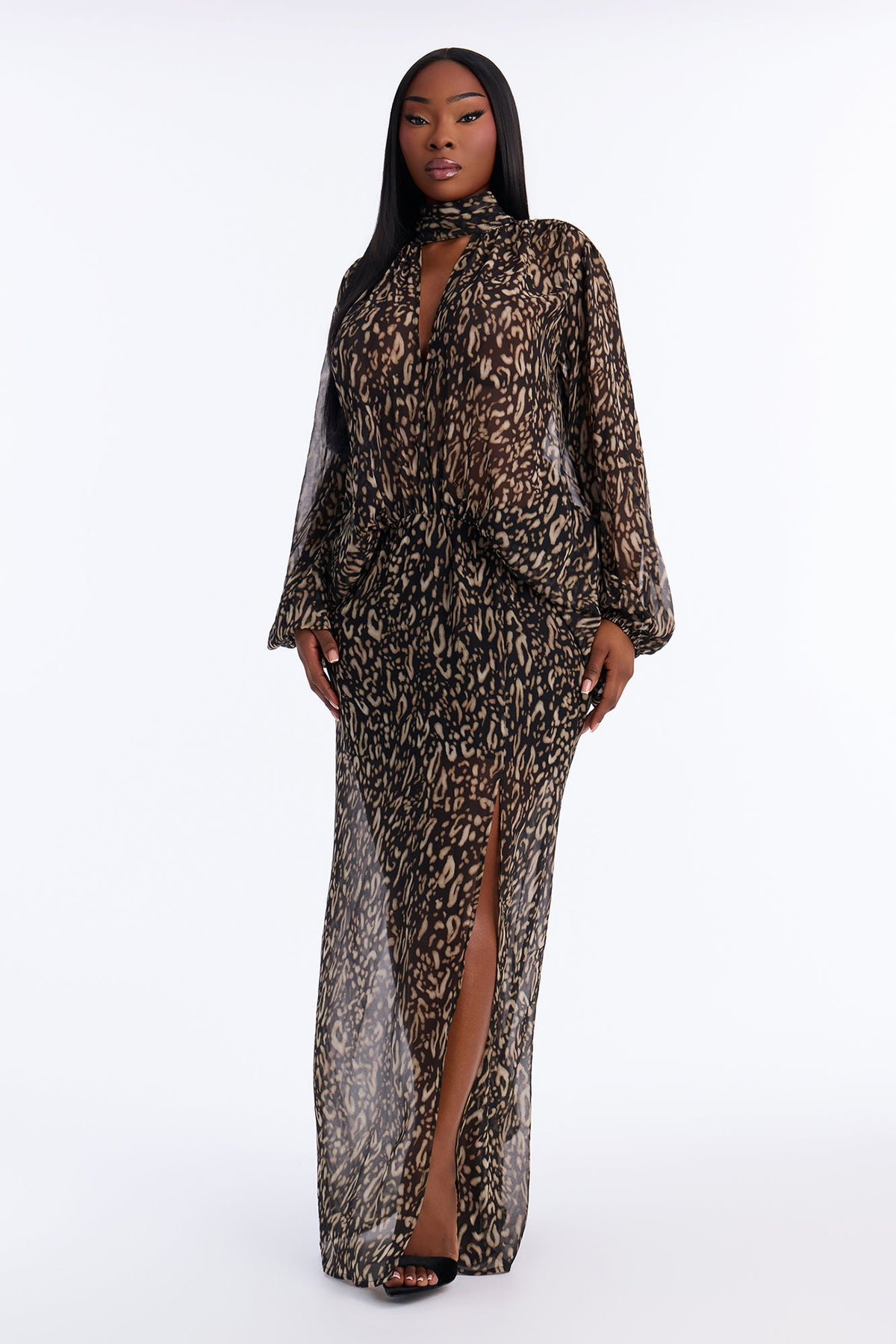 Leave An Impression Chiffon Maxi Dress - Black/combo