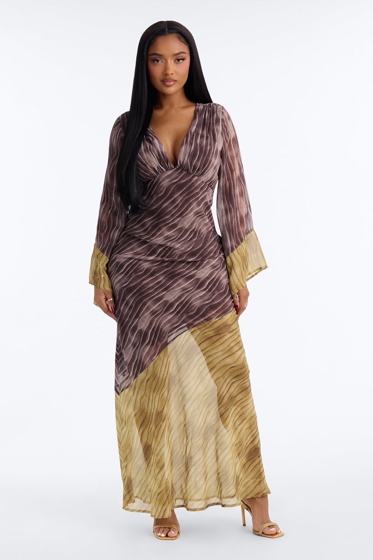 Don't Be Jealous Chiffon Maxi Dress - Black/combo