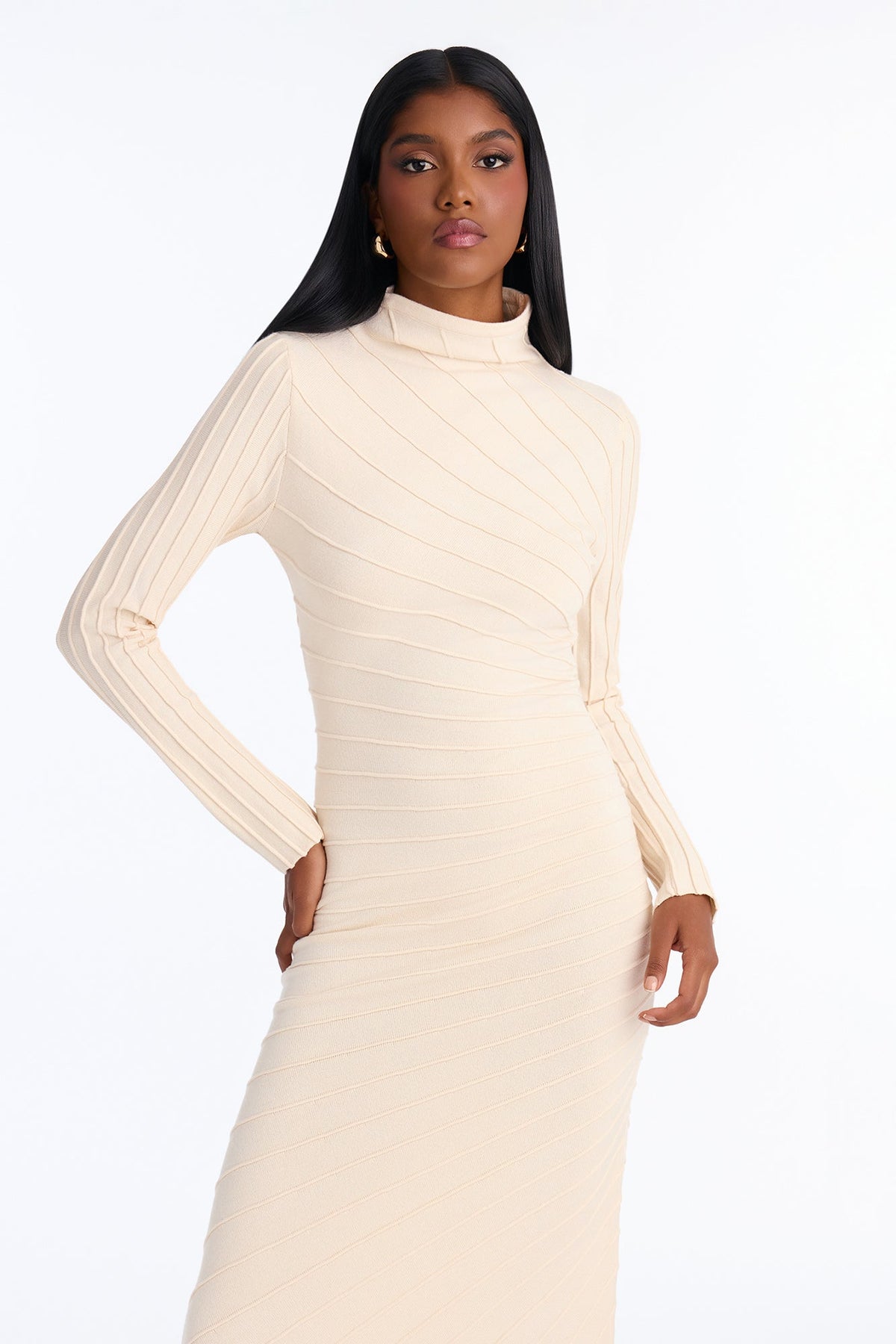 Manhattan Muse Sweater Maxi Dress - Cream