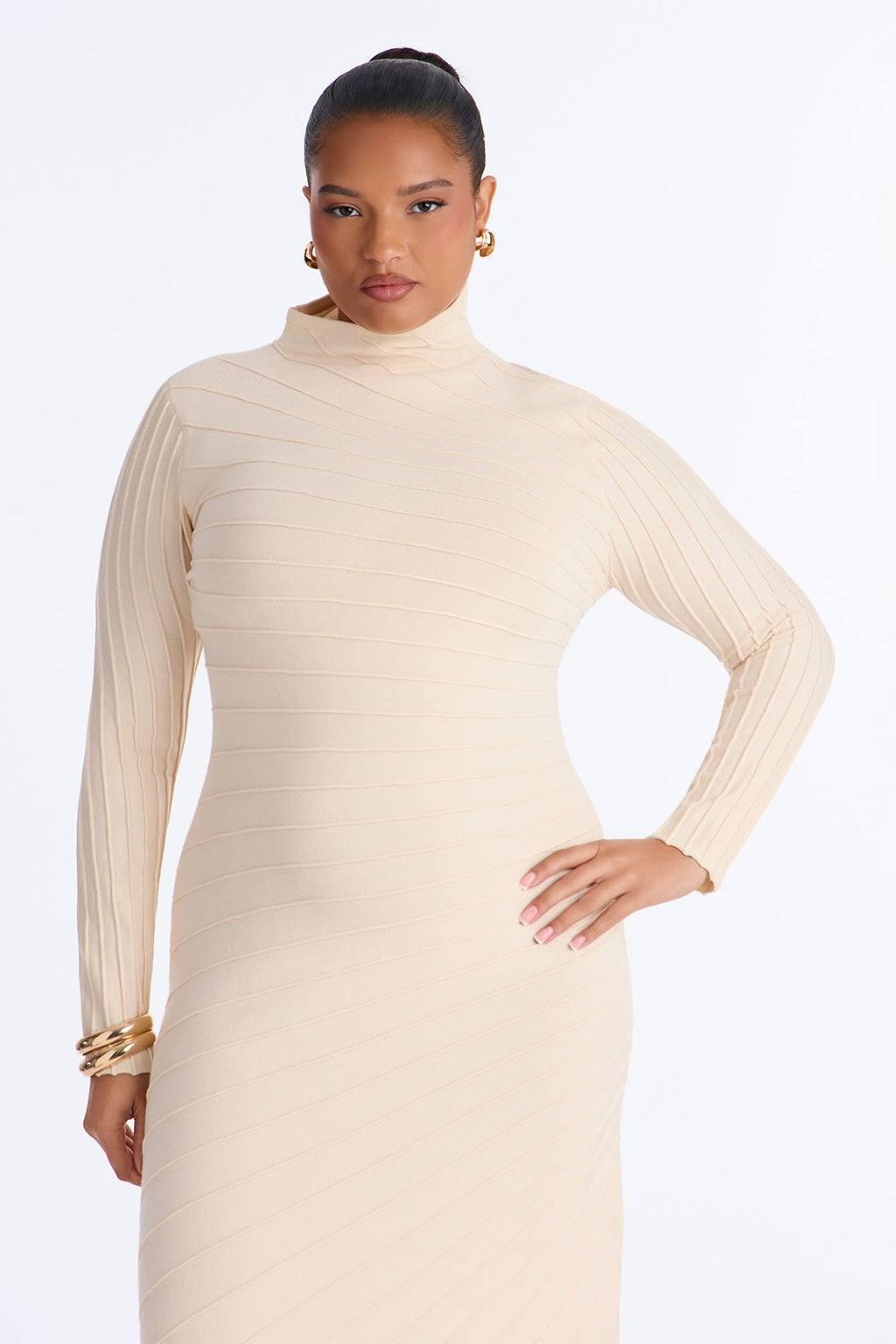 Manhattan Muse Sweater Maxi Dress - Cream