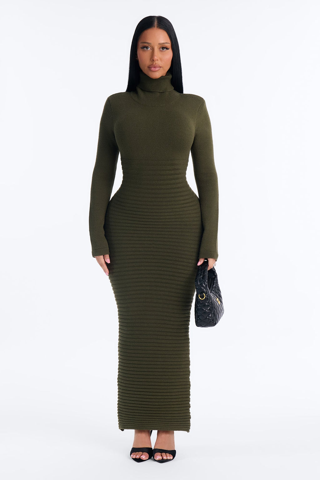 Maddy Turtleneck Sweater Maxi Dress - Olive
