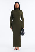 Maddy Turtleneck Sweater Maxi Dress - Olive