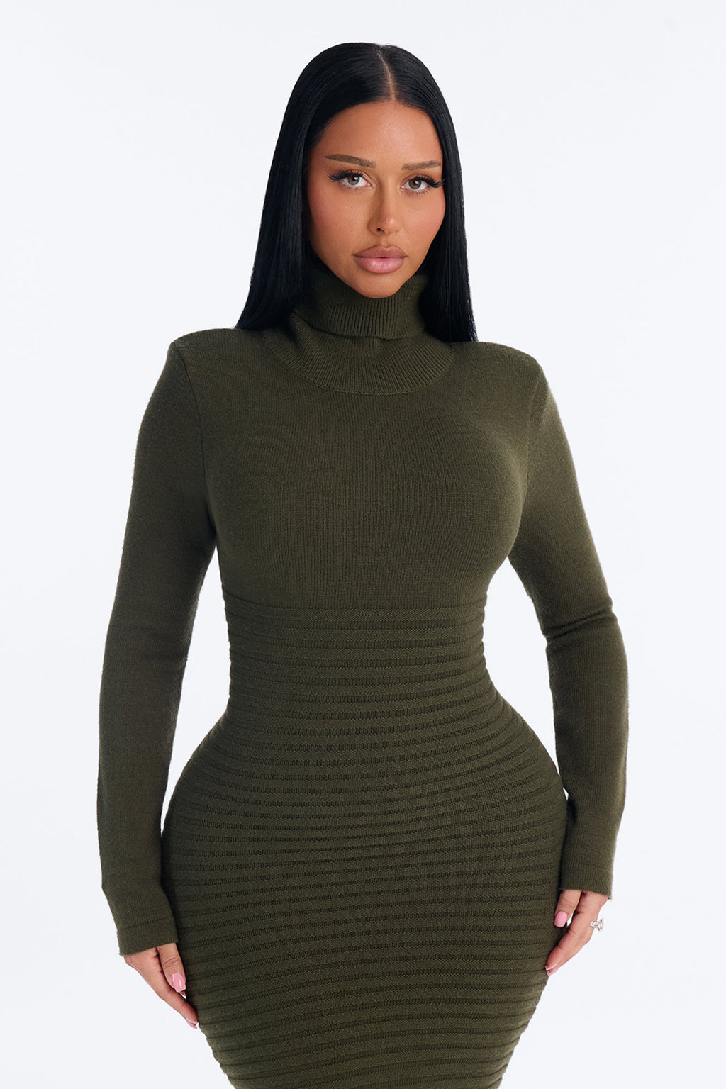 Maddy Turtleneck Sweater Maxi Dress - Olive