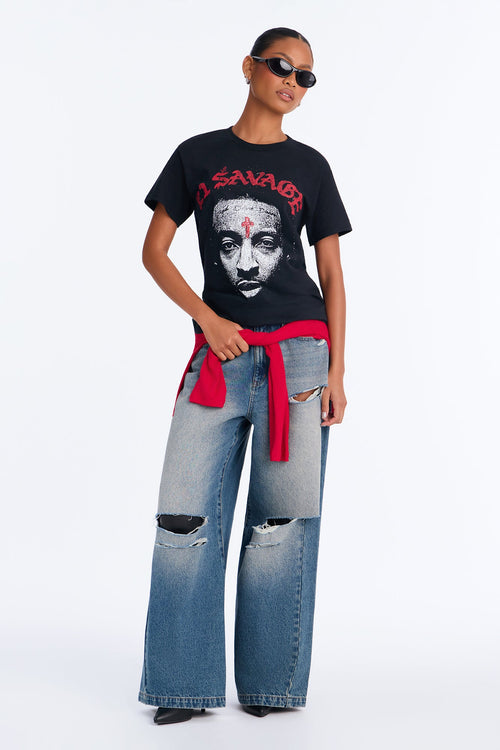 21 Savage Monotone Portrait Tee - Black