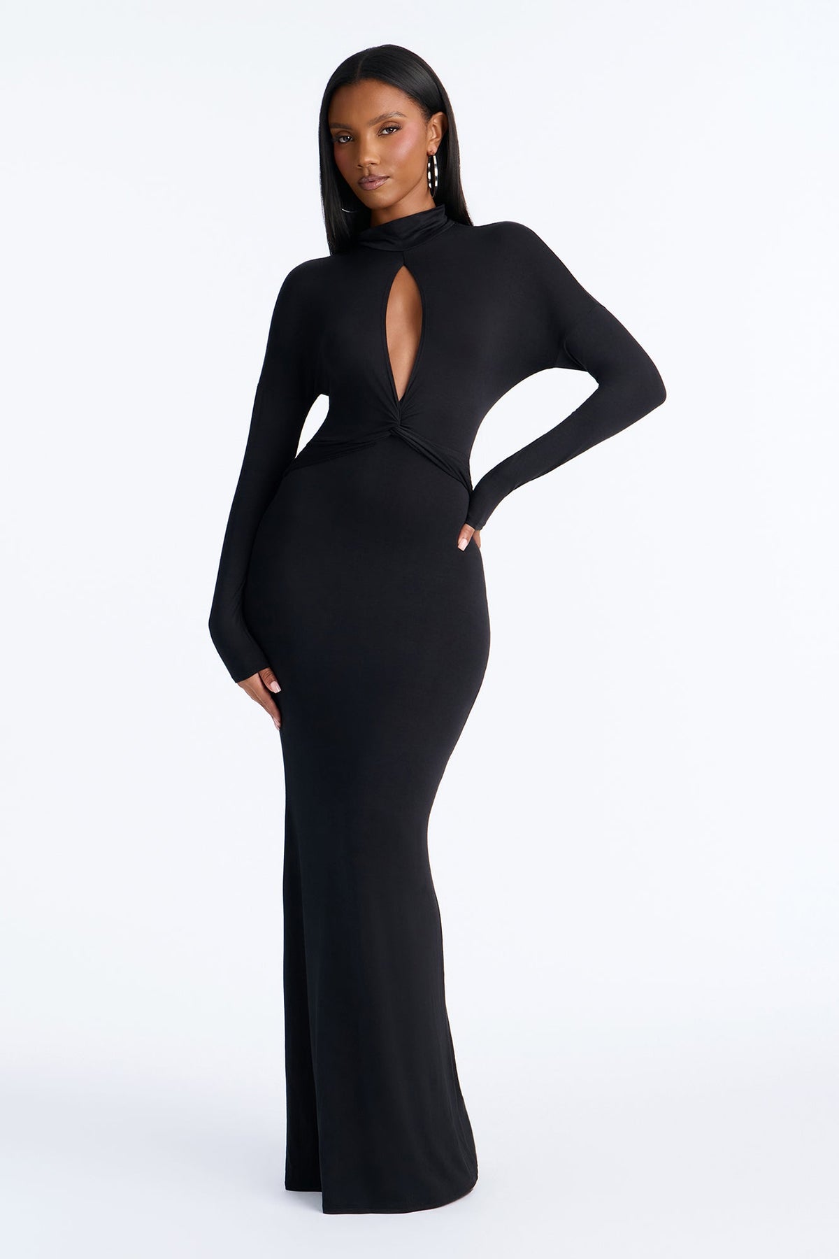 All Yours Long Sleeve Maxi Dress - Black