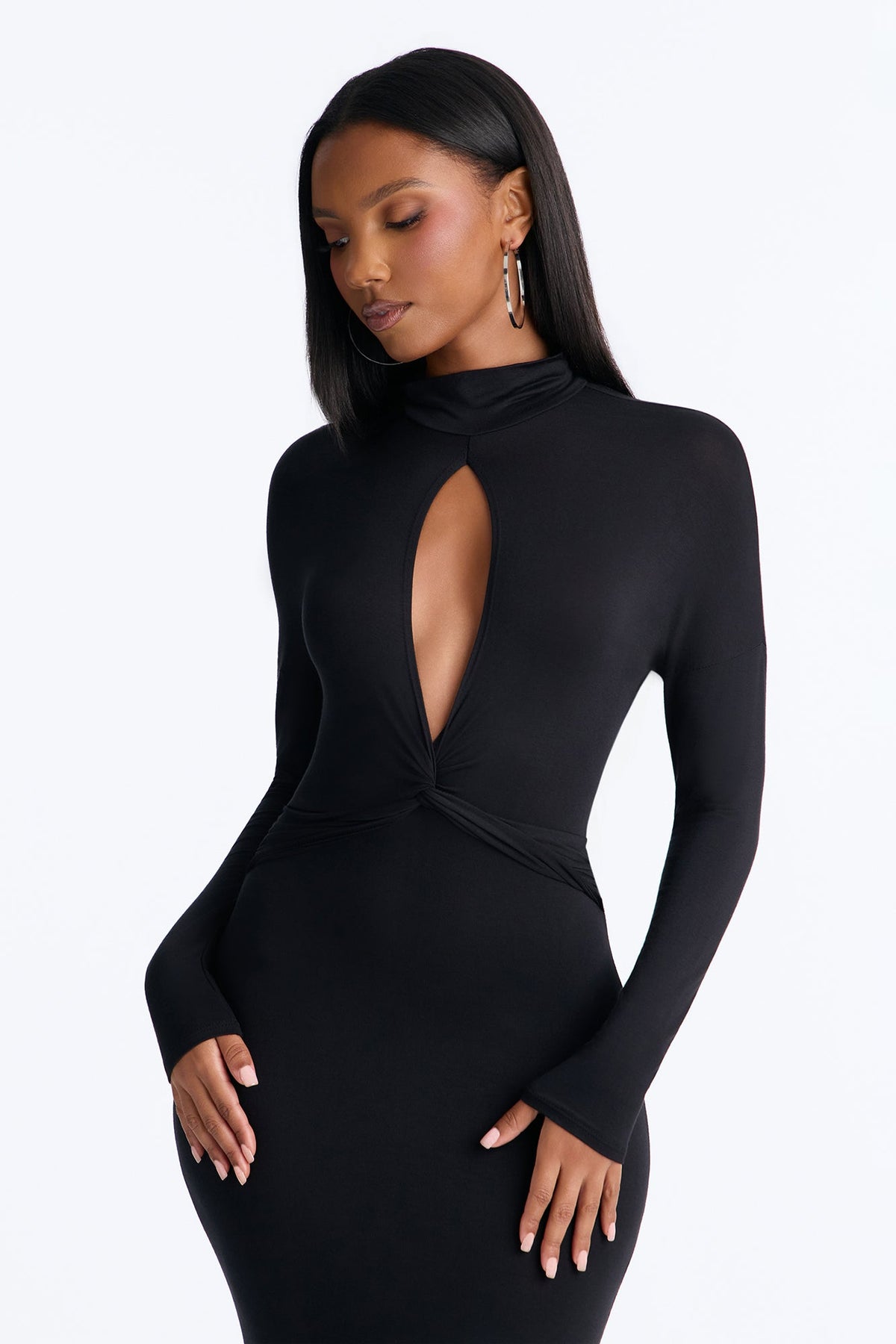 All Yours Long Sleeve Maxi Dress - Black