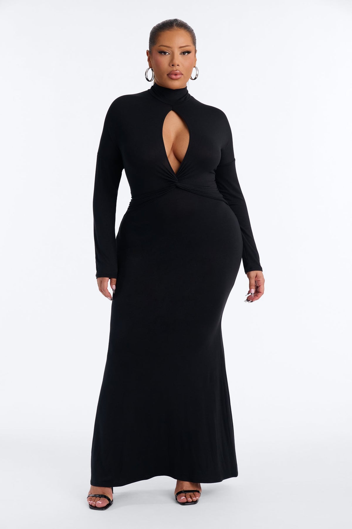All Yours Long Sleeve Maxi Dress - Black