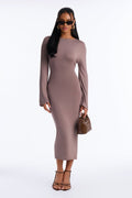 Clara Tie Back Waist Midi Dress - Chocolate