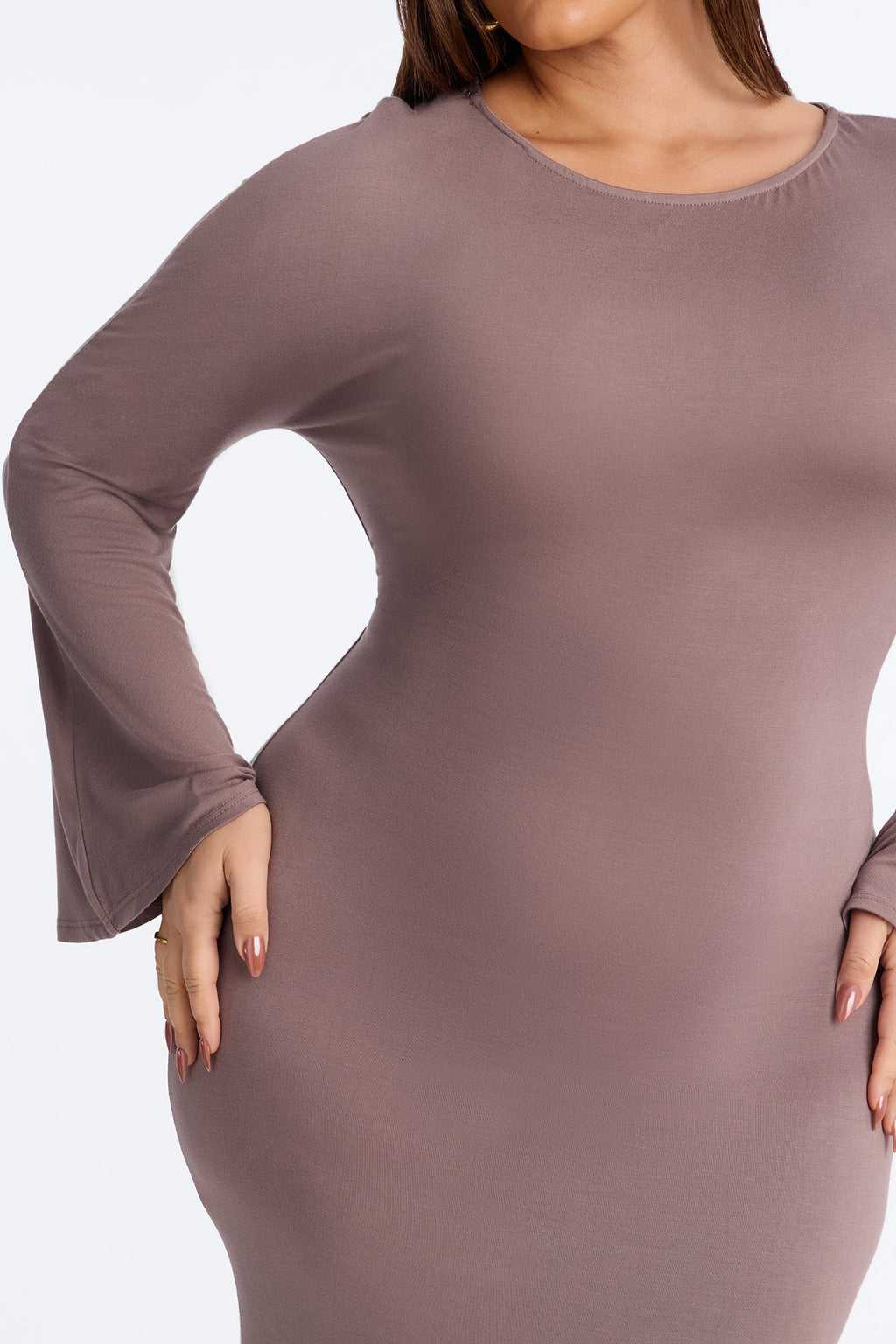 Clara Tie Back Waist Midi Dress - Chocolate