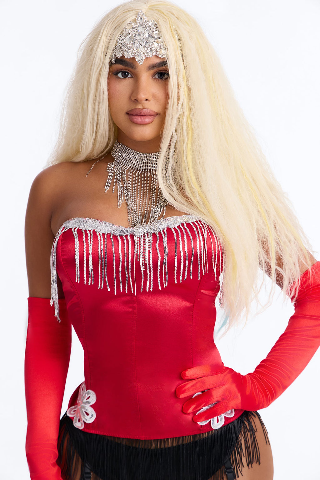 Burlesque Bombshell 8 Piece Costume Set - Red/Black