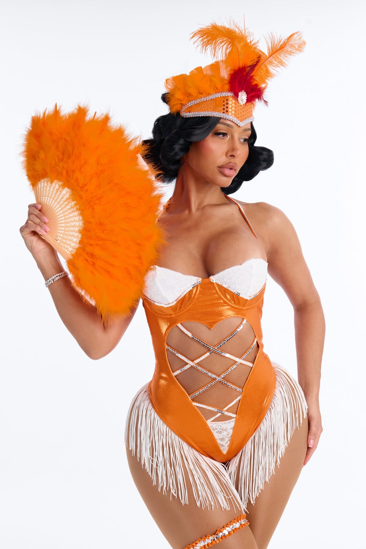 Sin City Siren 5 Piece Costume Set - Orange