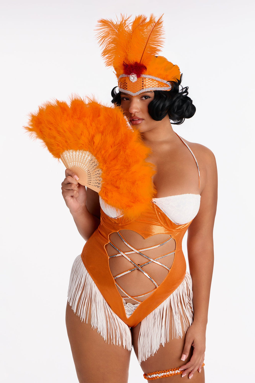 Sin City Siren 5 Piece Costume Set - Orange