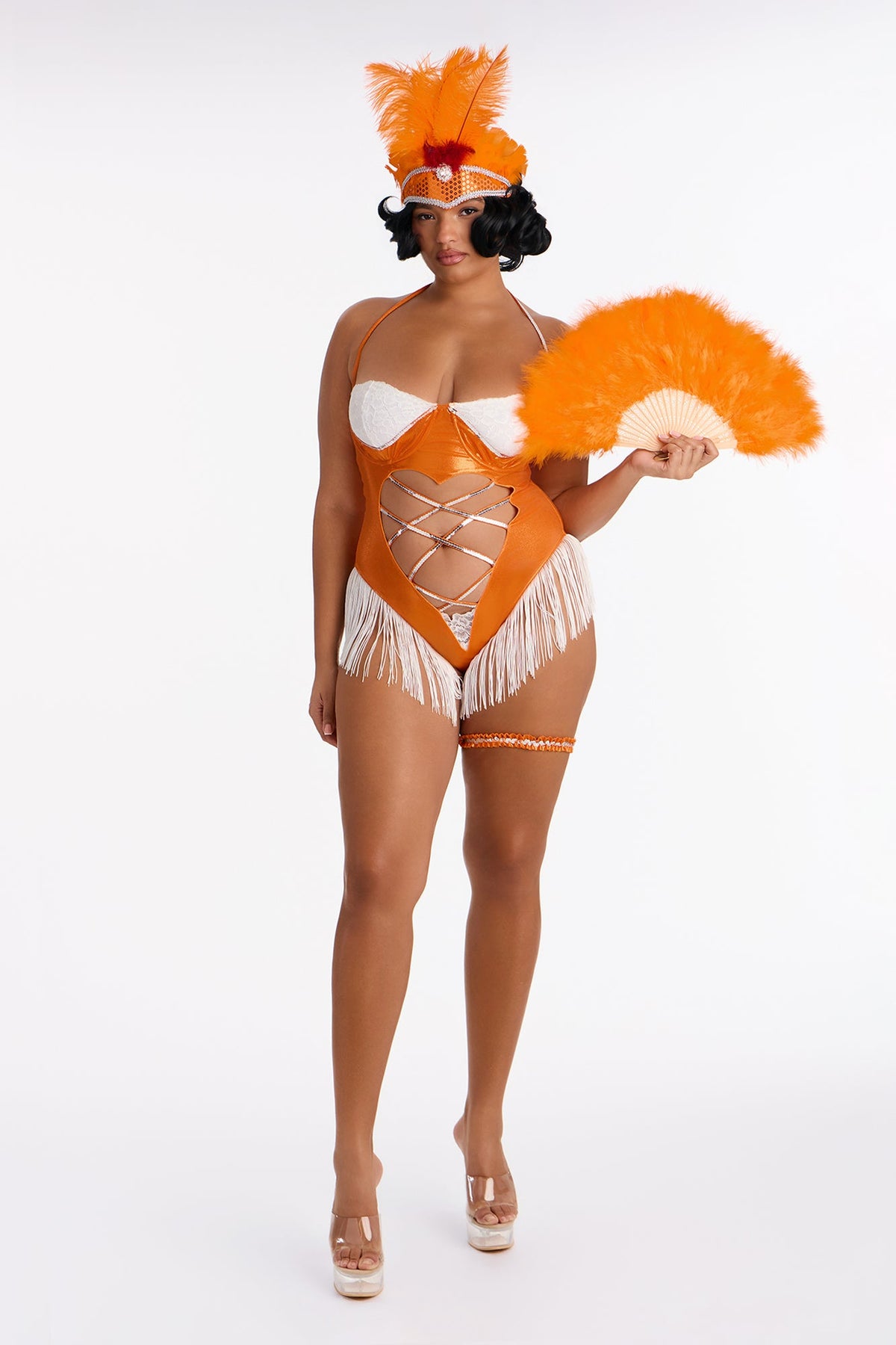 Sin City Siren 5 Piece Costume Set - Orange