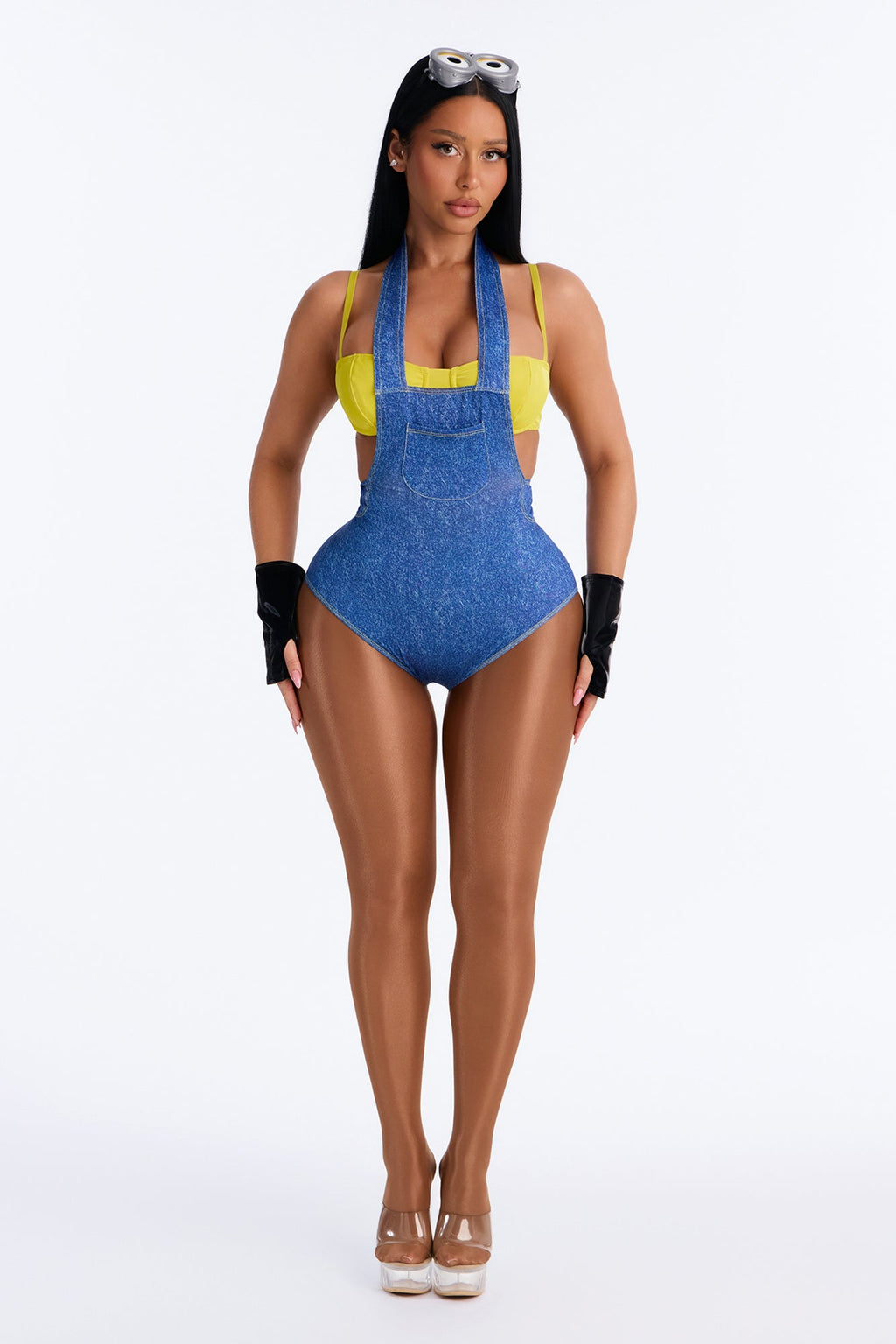 Babe In Overalls 4 Piece Costume Set - Blue/combo
