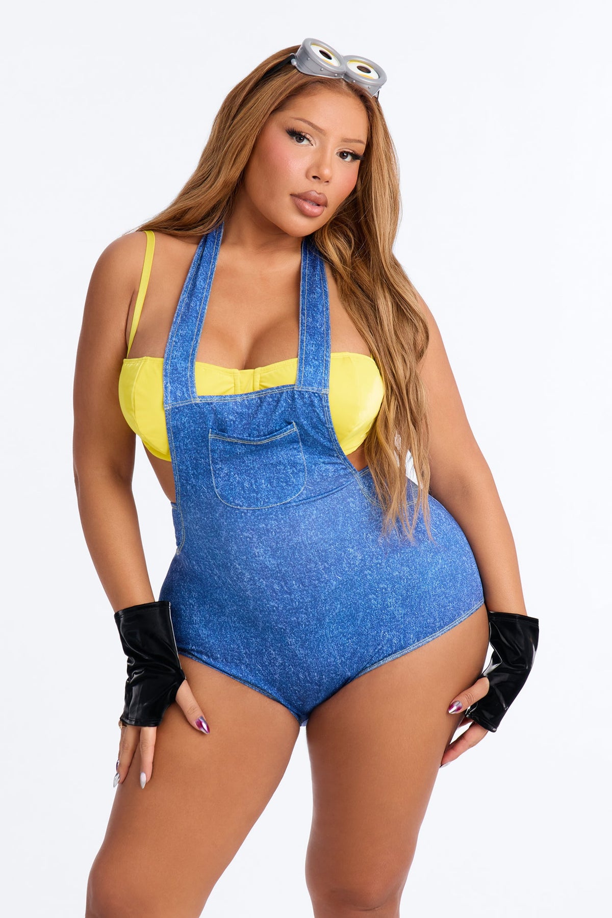 Babe In Overalls 4 Piece Costume Set - Blue/combo
