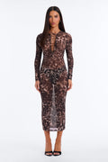 Alexia Lace Up Leopard Midi Dress - Leopard