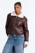 Downtown Girl Bomber Jacket - Chocolate
