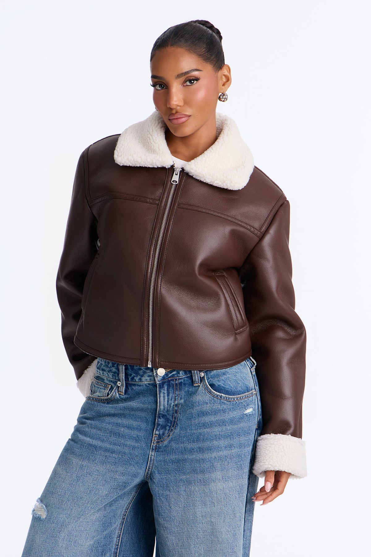 Downtown Girl Bomber Jacket - Chocolate