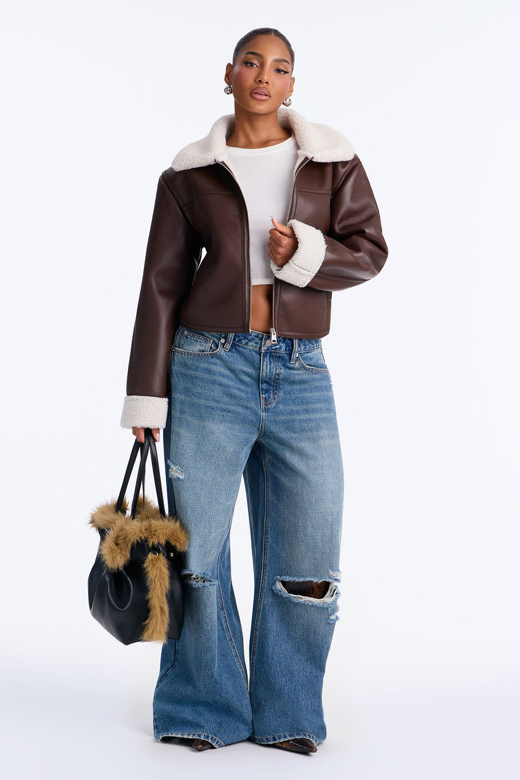 Downtown Girl Bomber Jacket - Chocolate