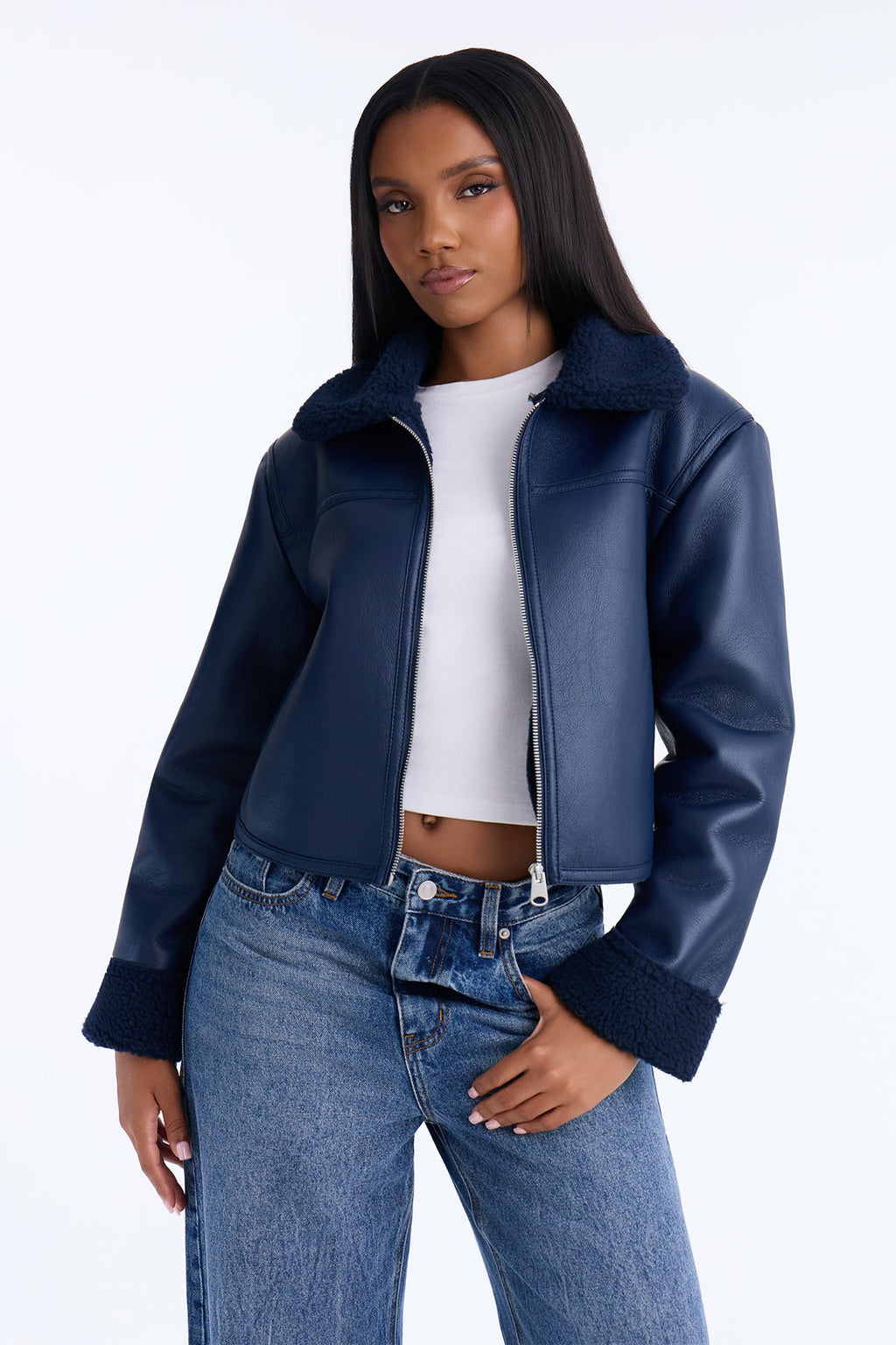 Downtown Girl Bomber Jacket - Indigo