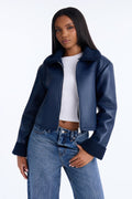 Downtown Girl Bomber Jacket - Indigo