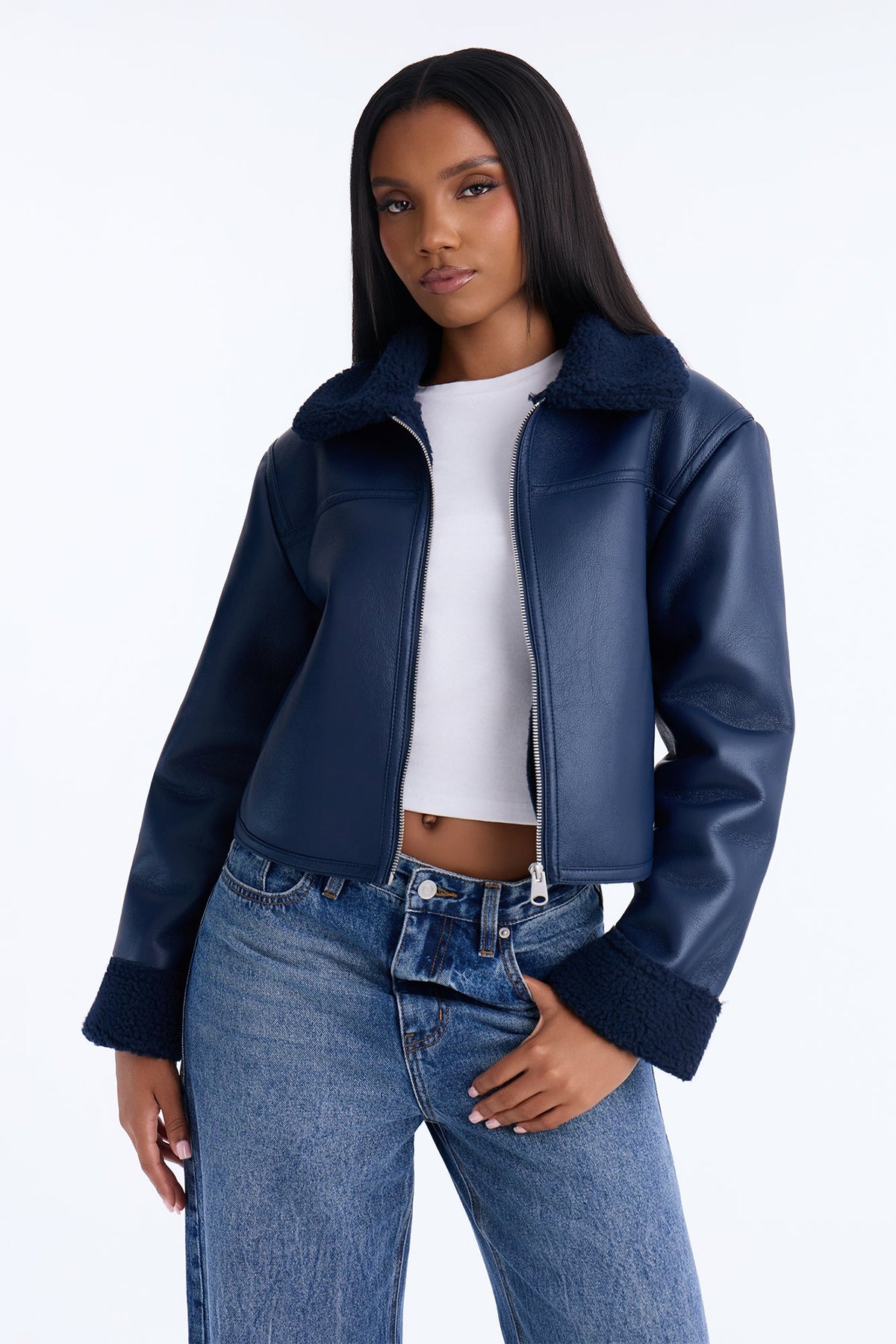 Downtown Girl Bomber Jacket - Indigo