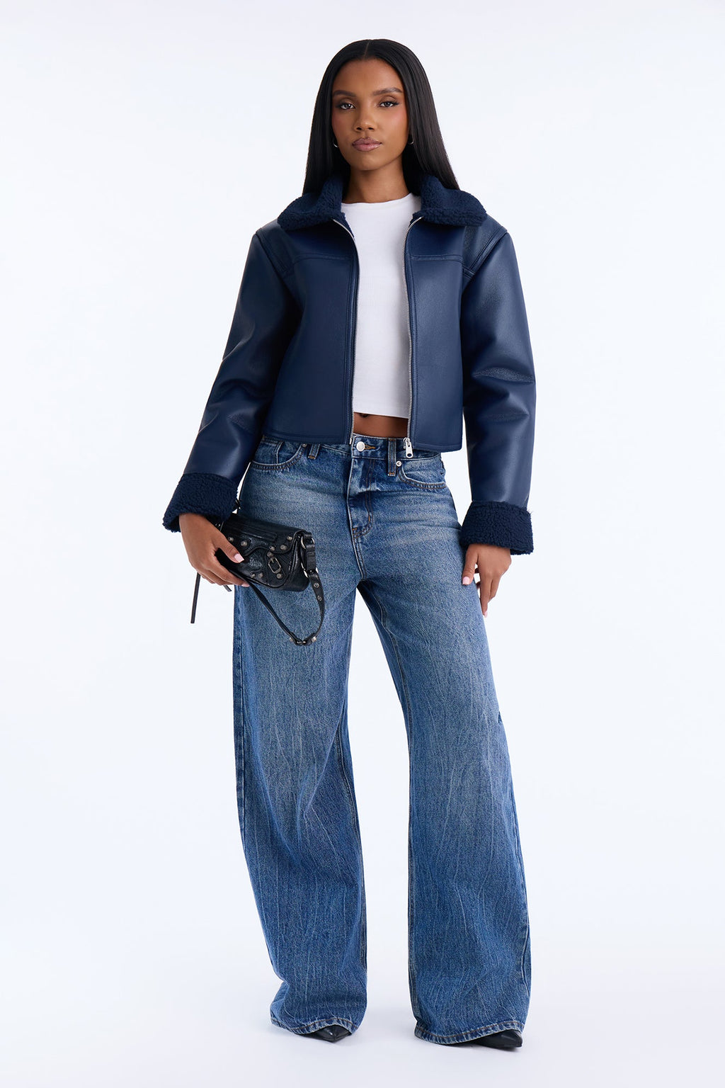Downtown Girl Bomber Jacket - Indigo