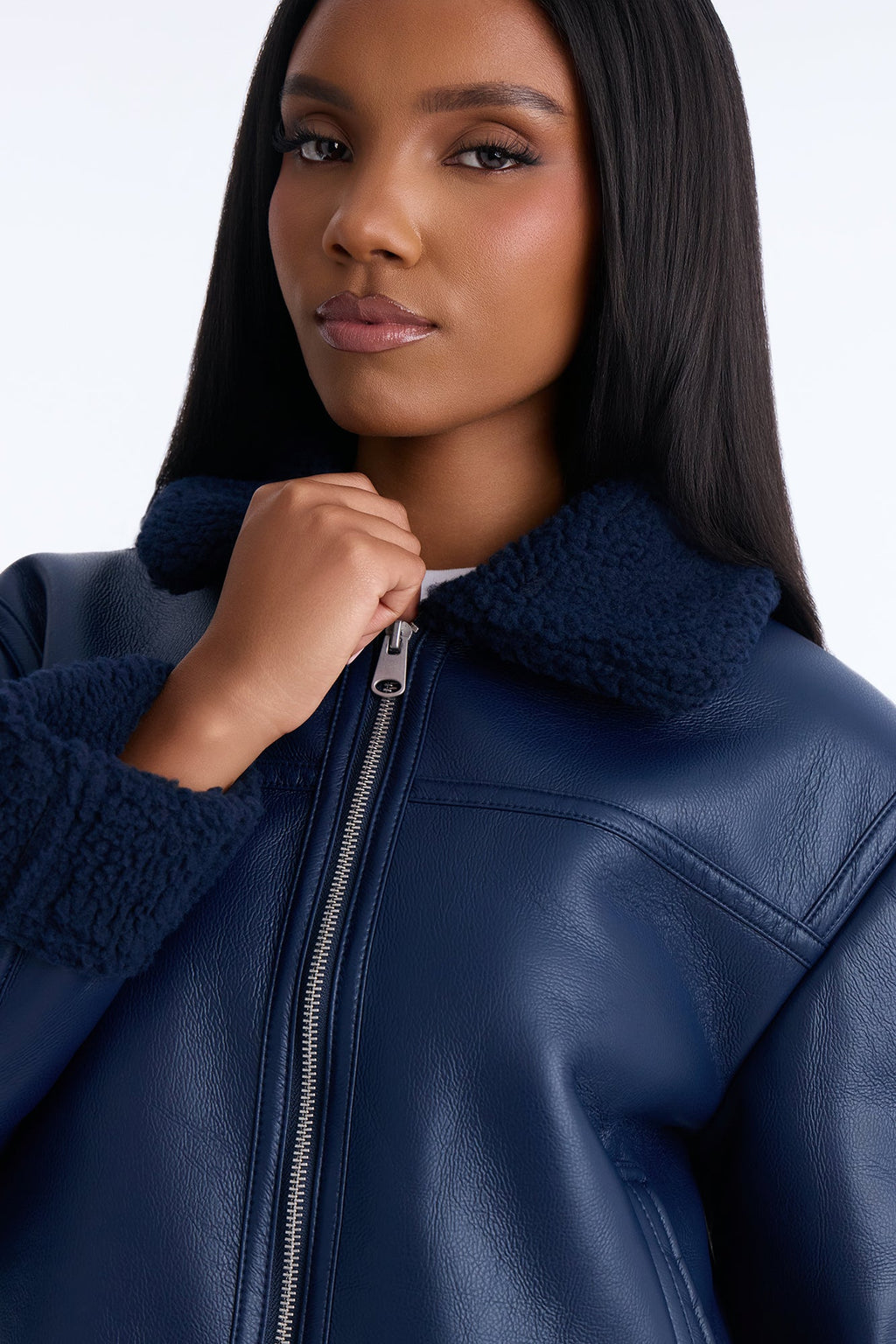 Downtown Girl Bomber Jacket - Indigo