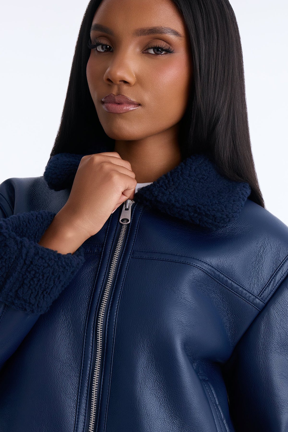 Downtown Girl Bomber Jacket - Indigo