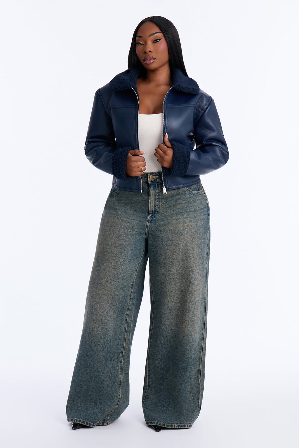 Downtown Girl Bomber Jacket - Indigo