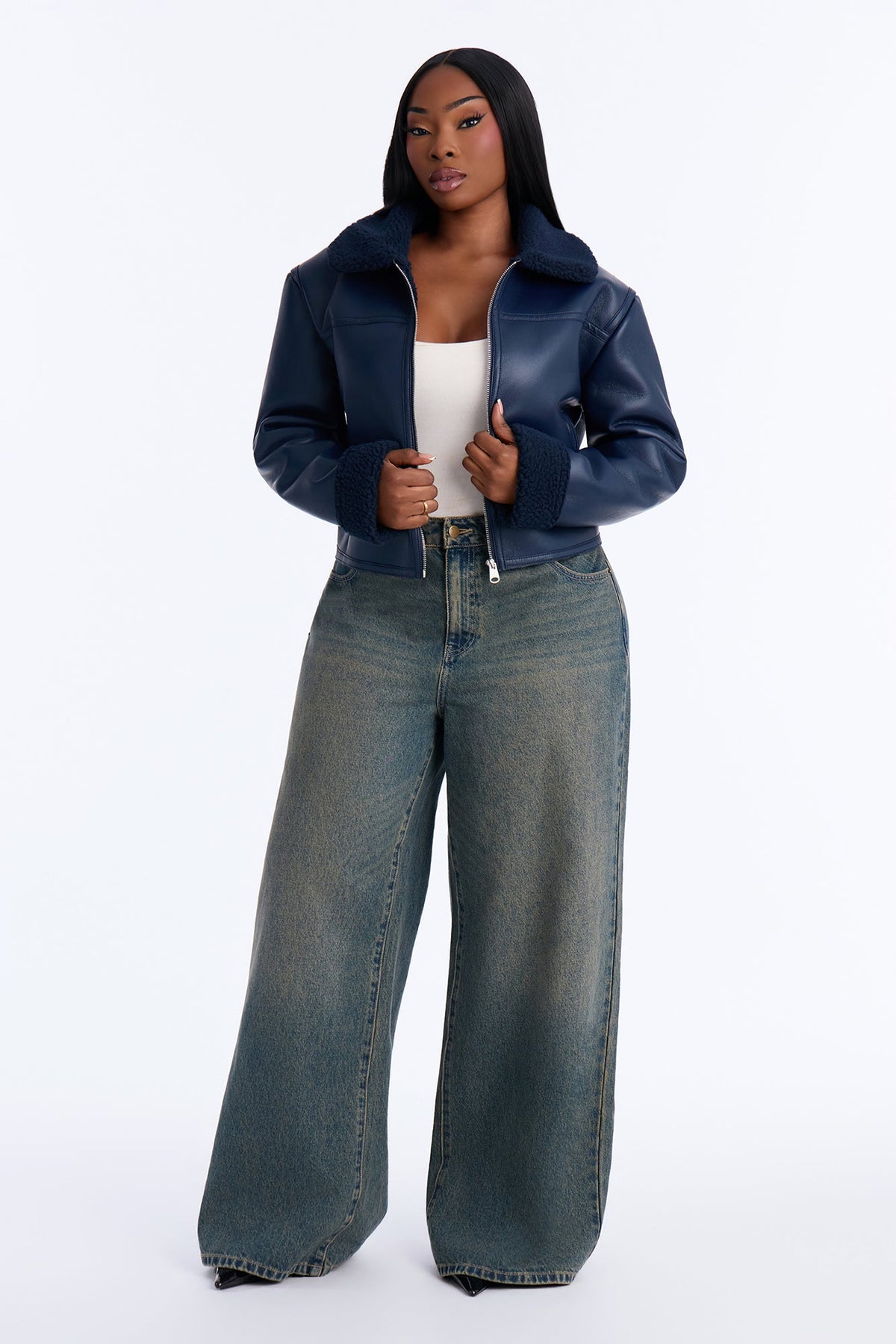 Downtown Girl Bomber Jacket - Indigo