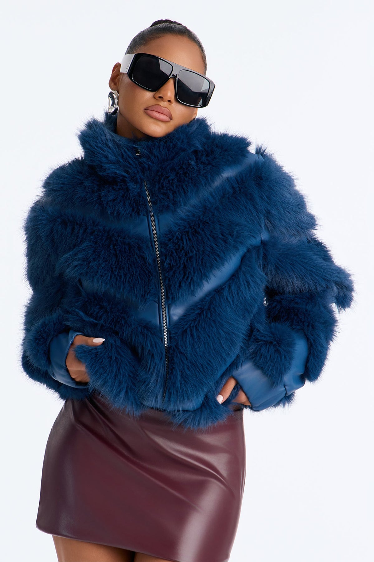 Luxe Life Faux Fur Jacket - Storm Blue
