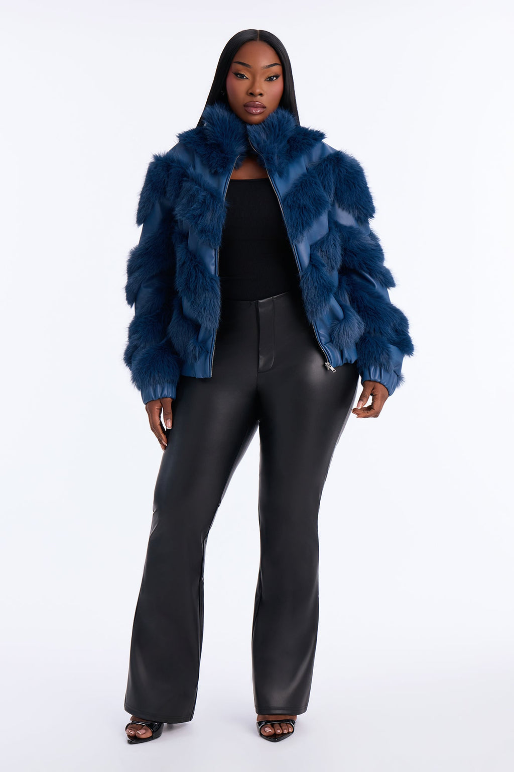 Luxe Life Faux Fur Jacket - Storm Blue