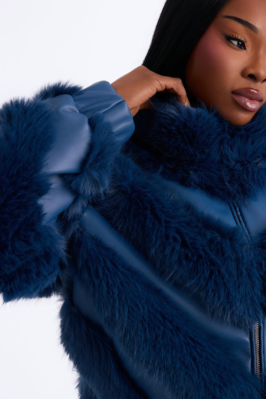 Luxe Life Faux Fur Jacket - Storm Blue