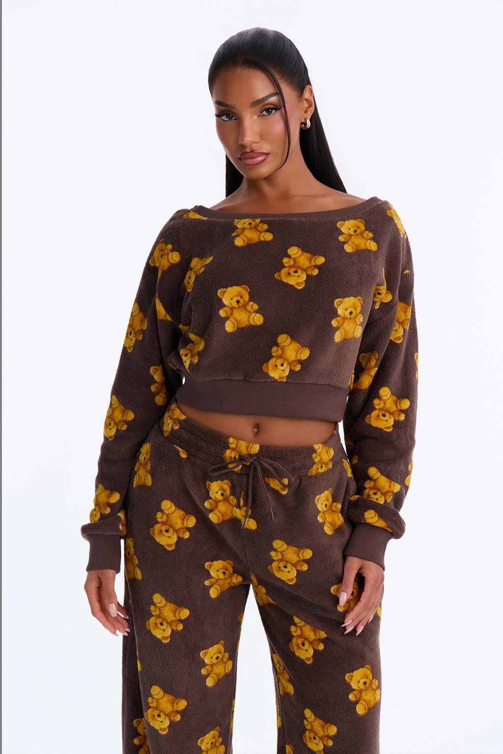 Beary Sweet Plush PJ Pant Set - Brown
