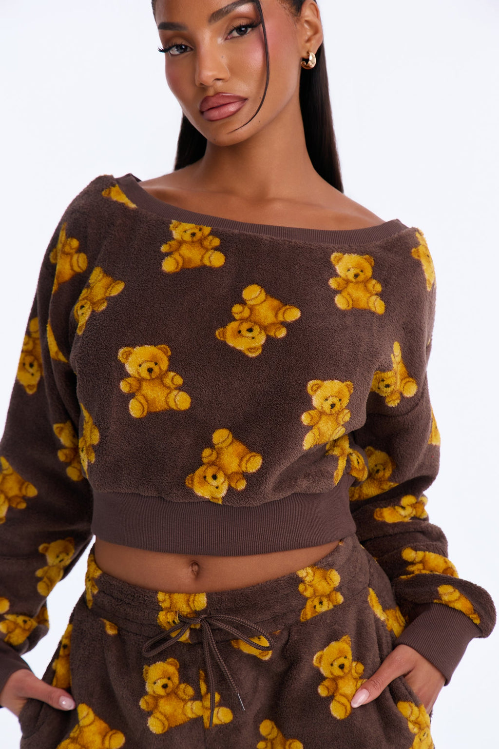 Beary Sweet Plush PJ Pant Set - Brown