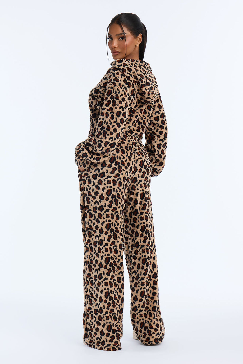 Let Me Think About It 2pc Plush PJ Pant Set - Brown