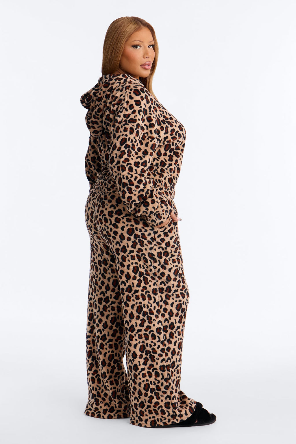 Let Me Think About It 2pc Plush PJ Pant Set - Brown