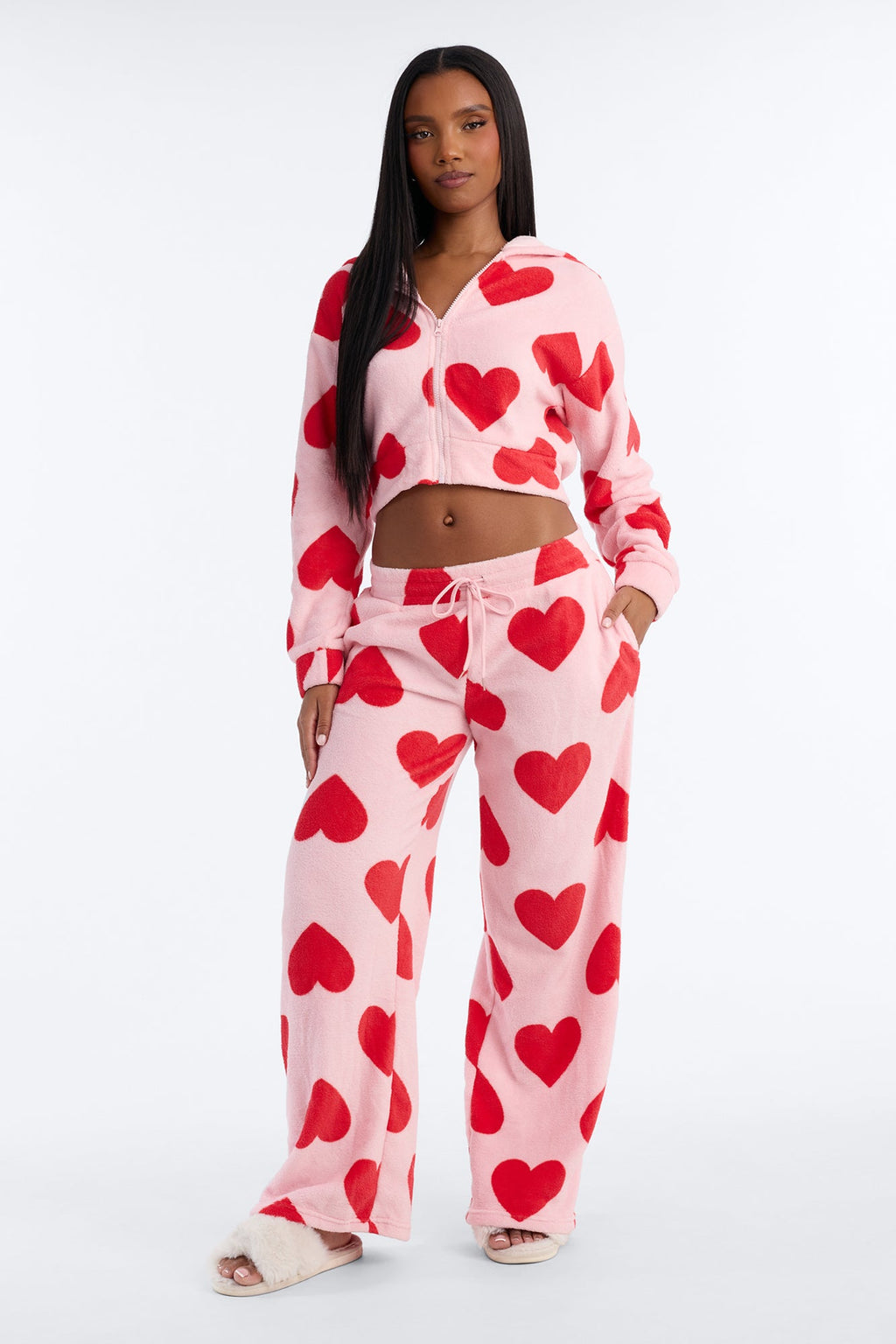 Heart So Full 2pc Plush PJ Pant Set - Pink