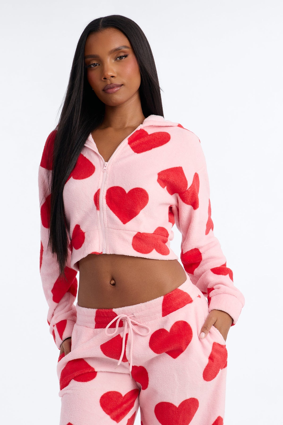 Heart So Full 2pc Plush PJ Pant Set - Pink