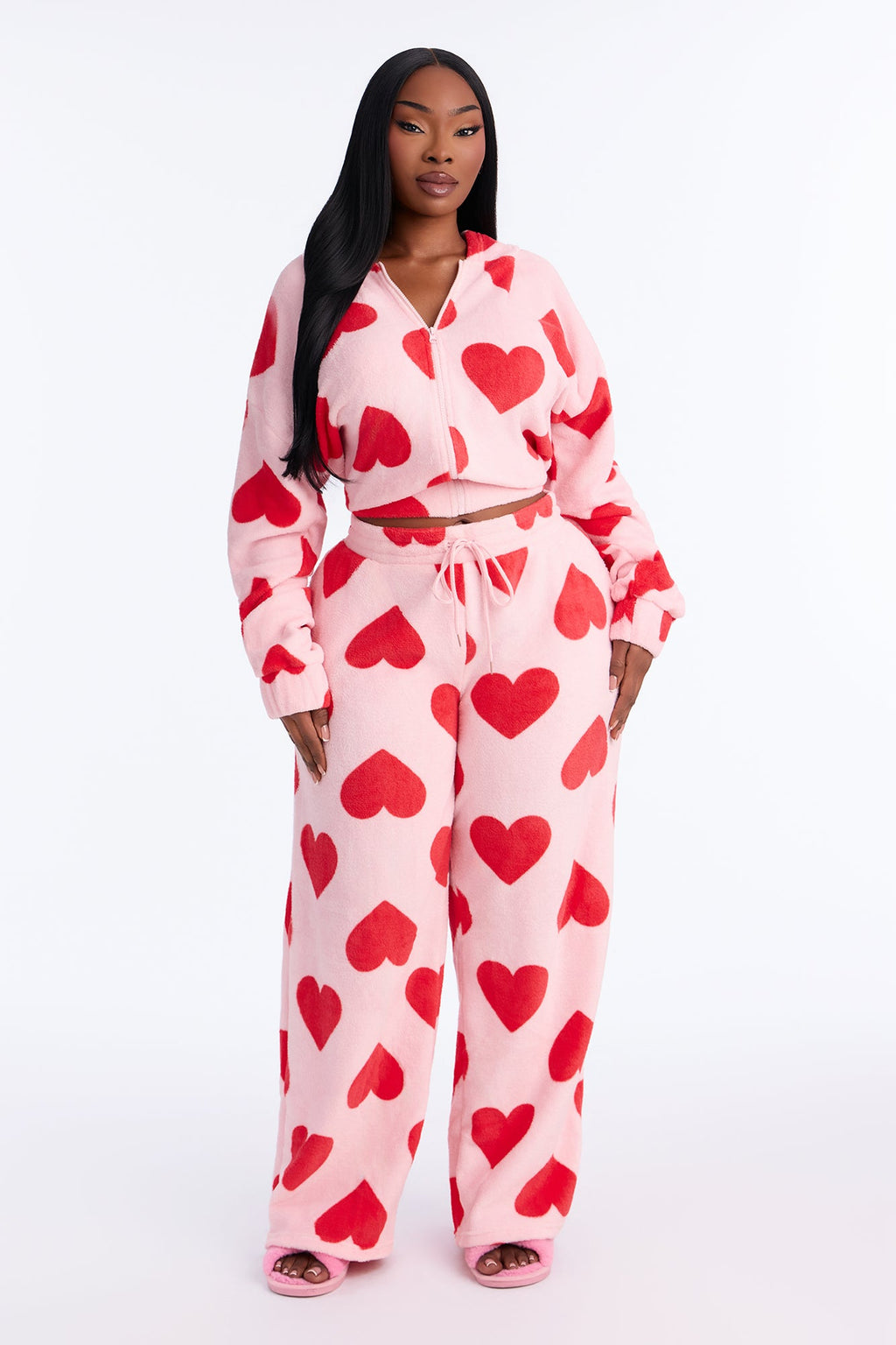 Heart So Full 2pc Plush PJ Pant Set - Pink