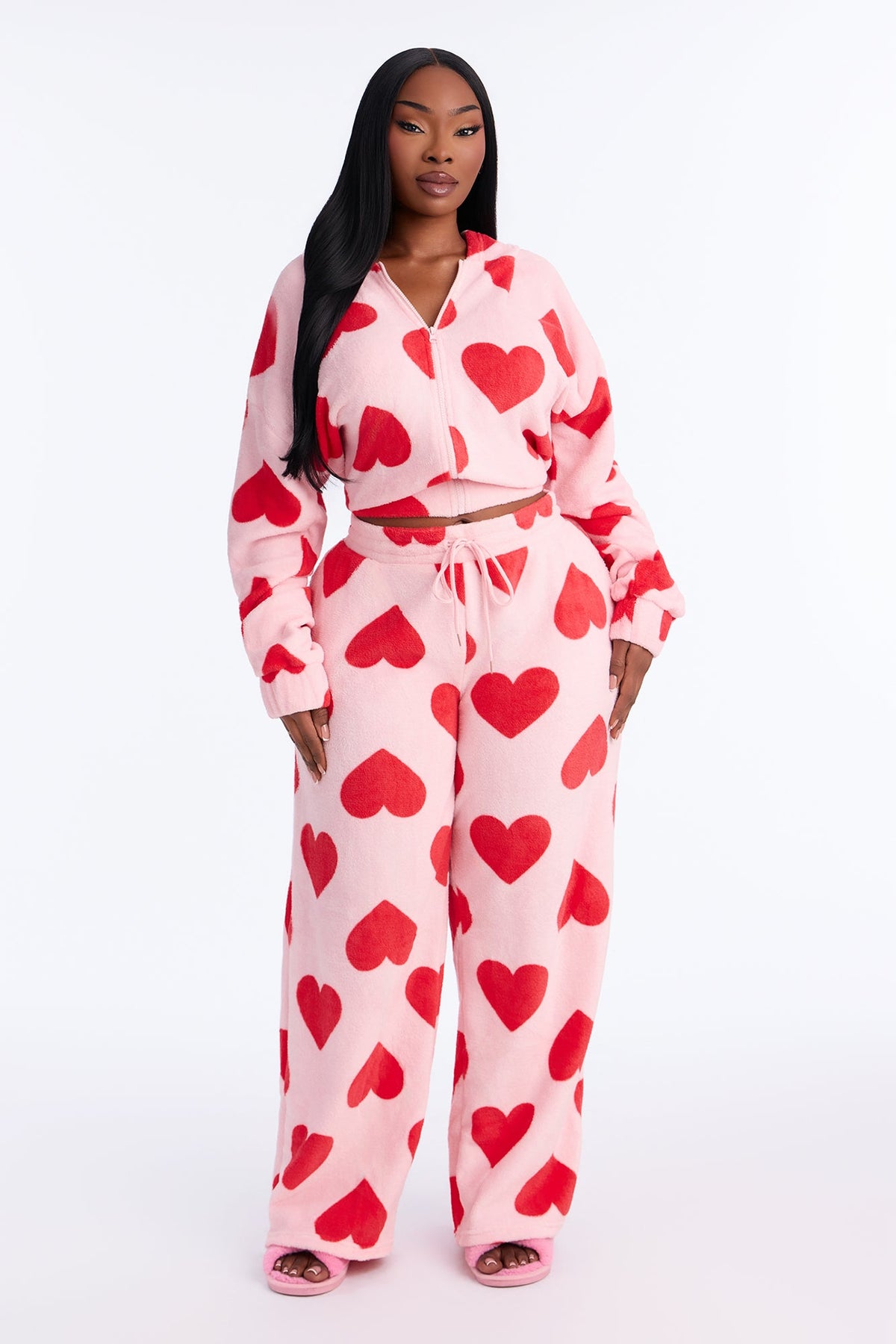 Heart So Full 2pc Plush PJ Pant Set - Pink
