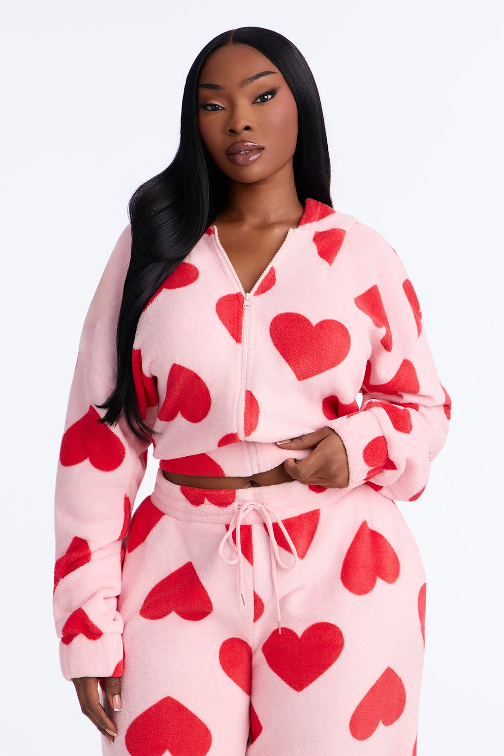 Heart So Full 2pc Plush PJ Pant Set - Pink