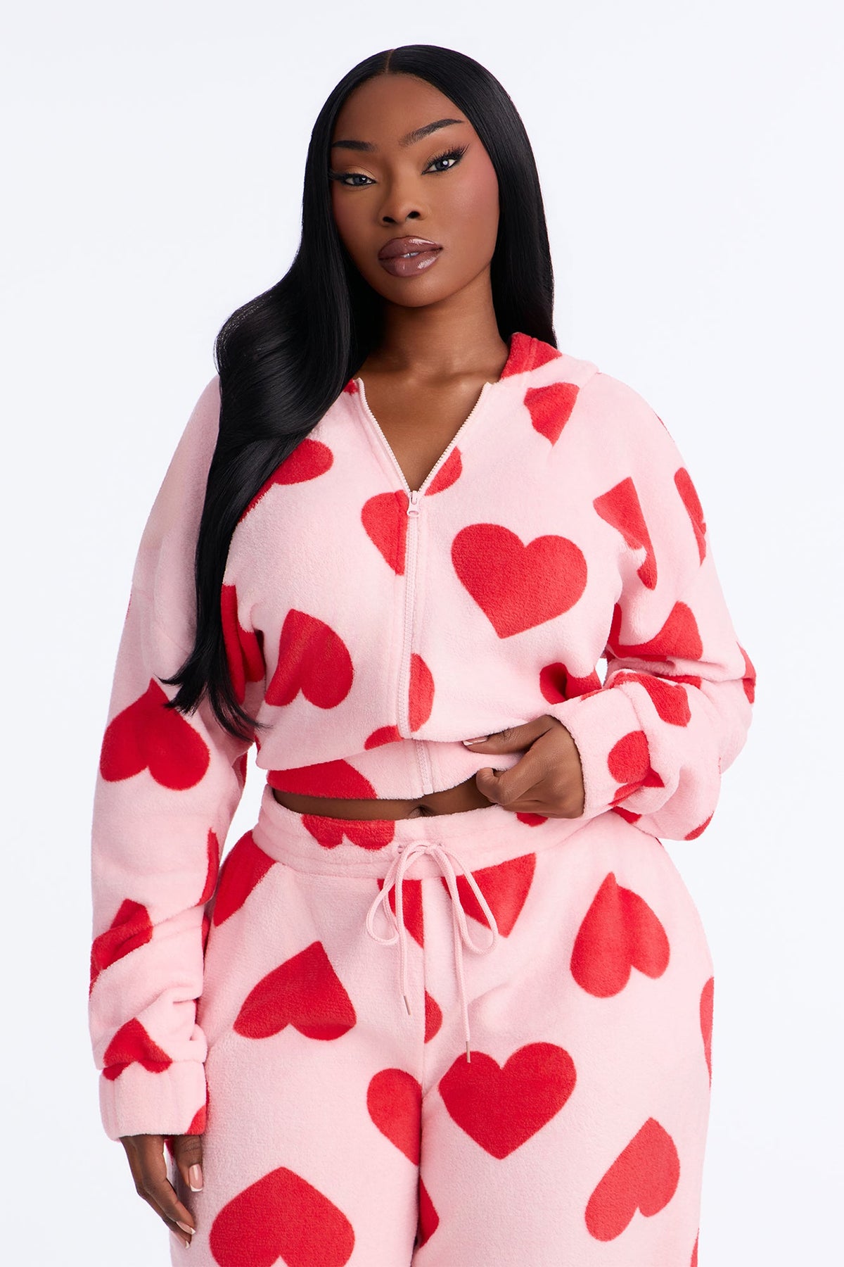 Heart So Full 2pc Plush PJ Pant Set - Pink