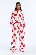 Heart So Full 2pc Plush PJ Pant Set - White