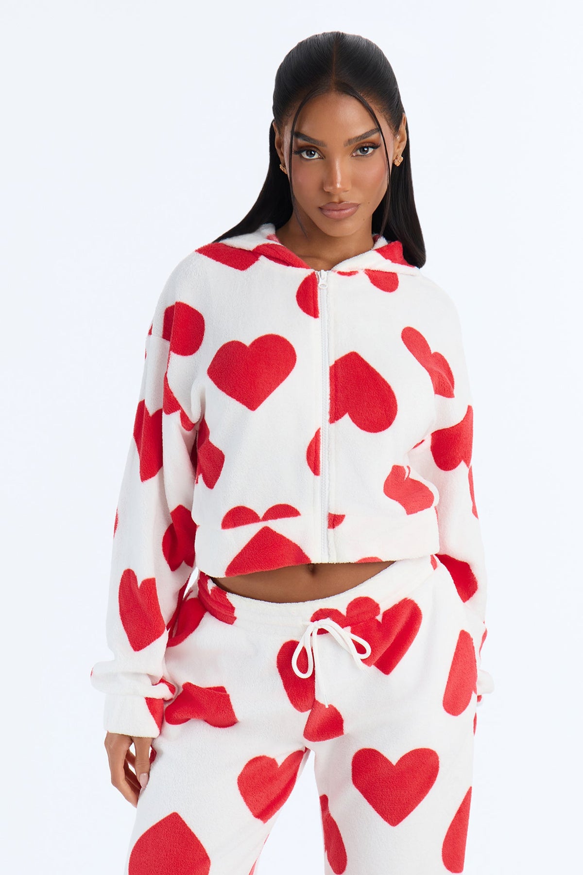 Heart So Full 2pc Plush PJ Pant Set - White