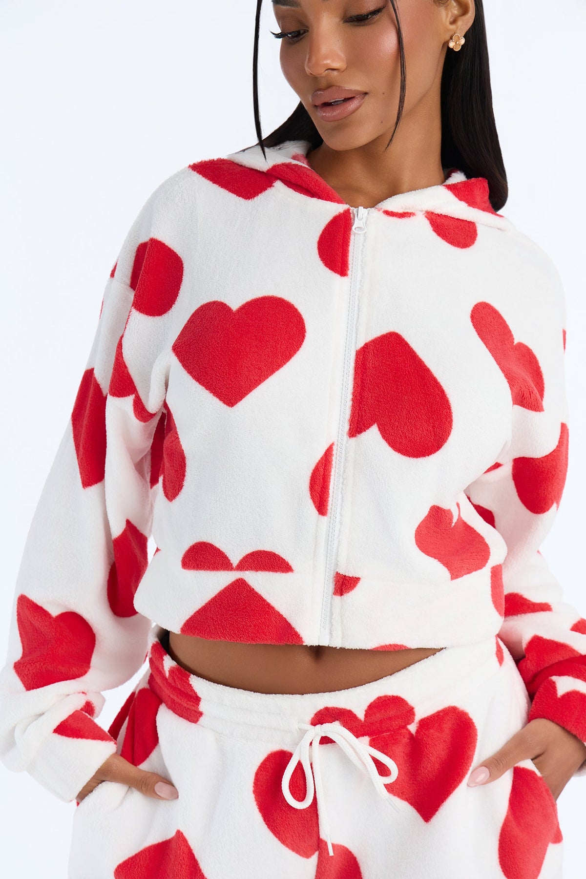 Heart So Full 2pc Plush PJ Pant Set - White